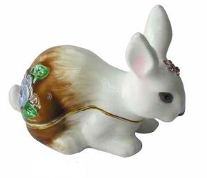 Quality Crystals Easter Bunny Trinket Box Easter Rabbit Trinket Box Bejeweled Rabbit Trinket Jewelry Box Rabbit &amp; Baby Gift wholesale