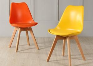 Quality High-quality modern colorful plastic tulip dining chair with beech wood legs, suitable for dining room and living room wholesale