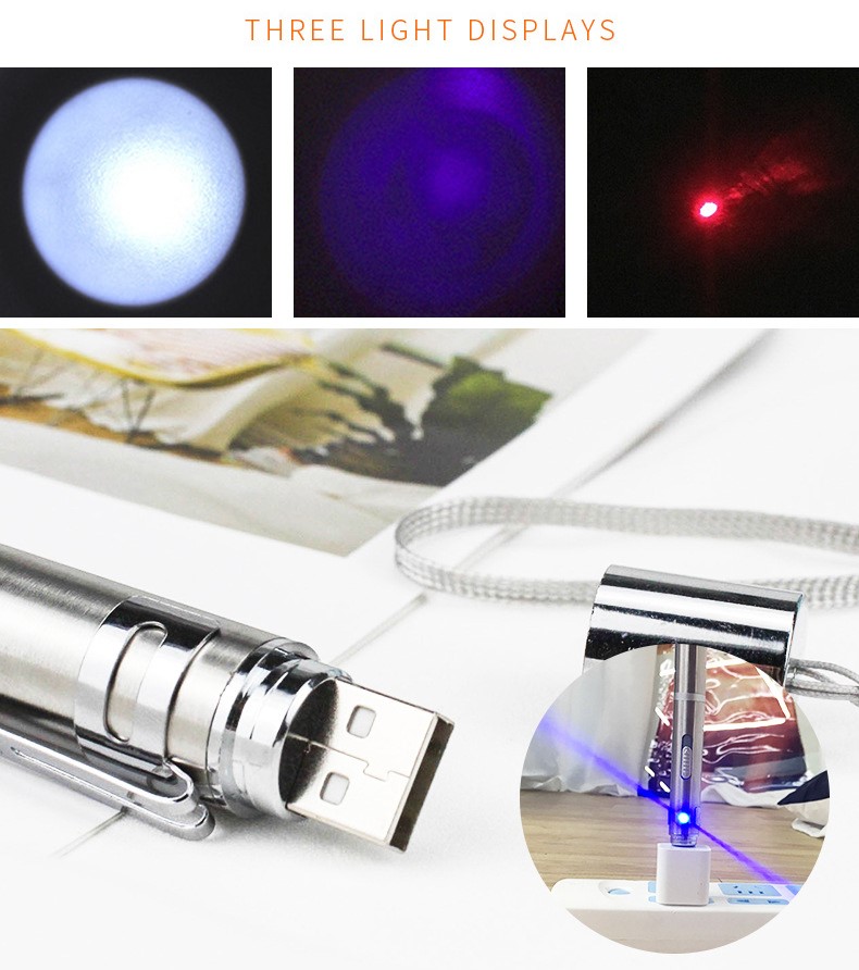Purple Red White Laser Cat Teaser Interactive Toy Rechargeable Cat Toys