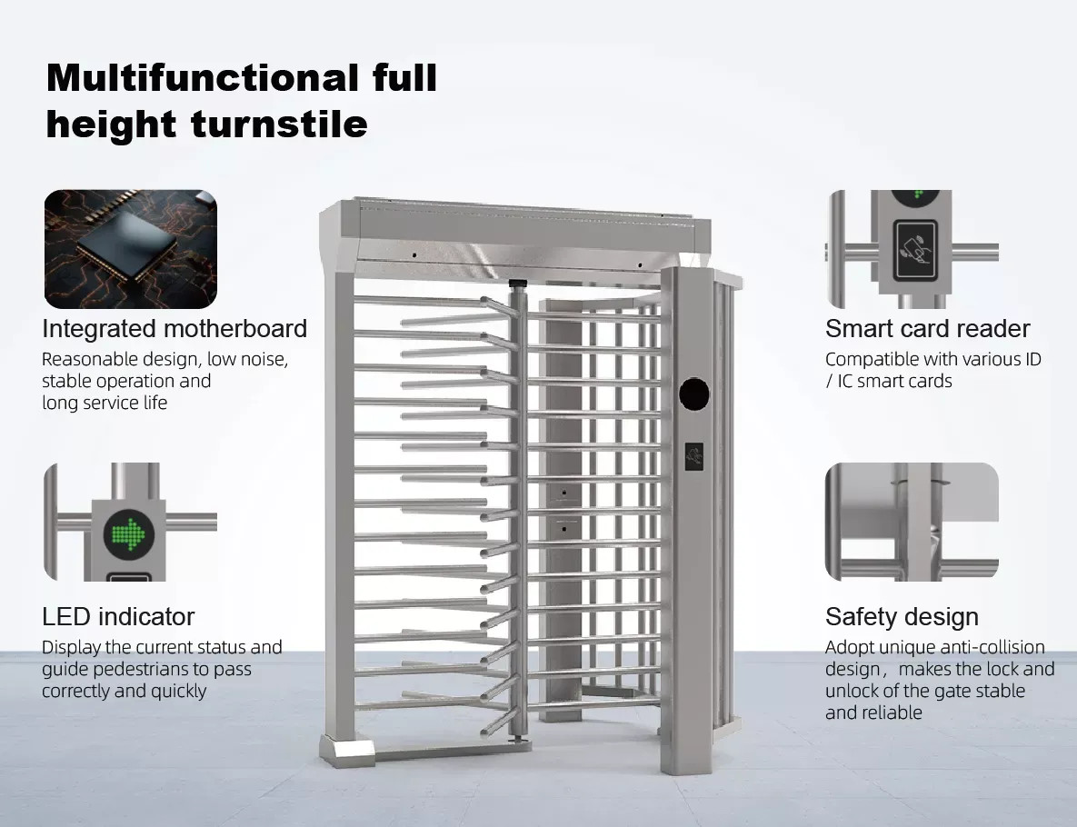 Top Grade Durable Tested Access Control Full Height Turnstile Gate For High-Risk Facilities