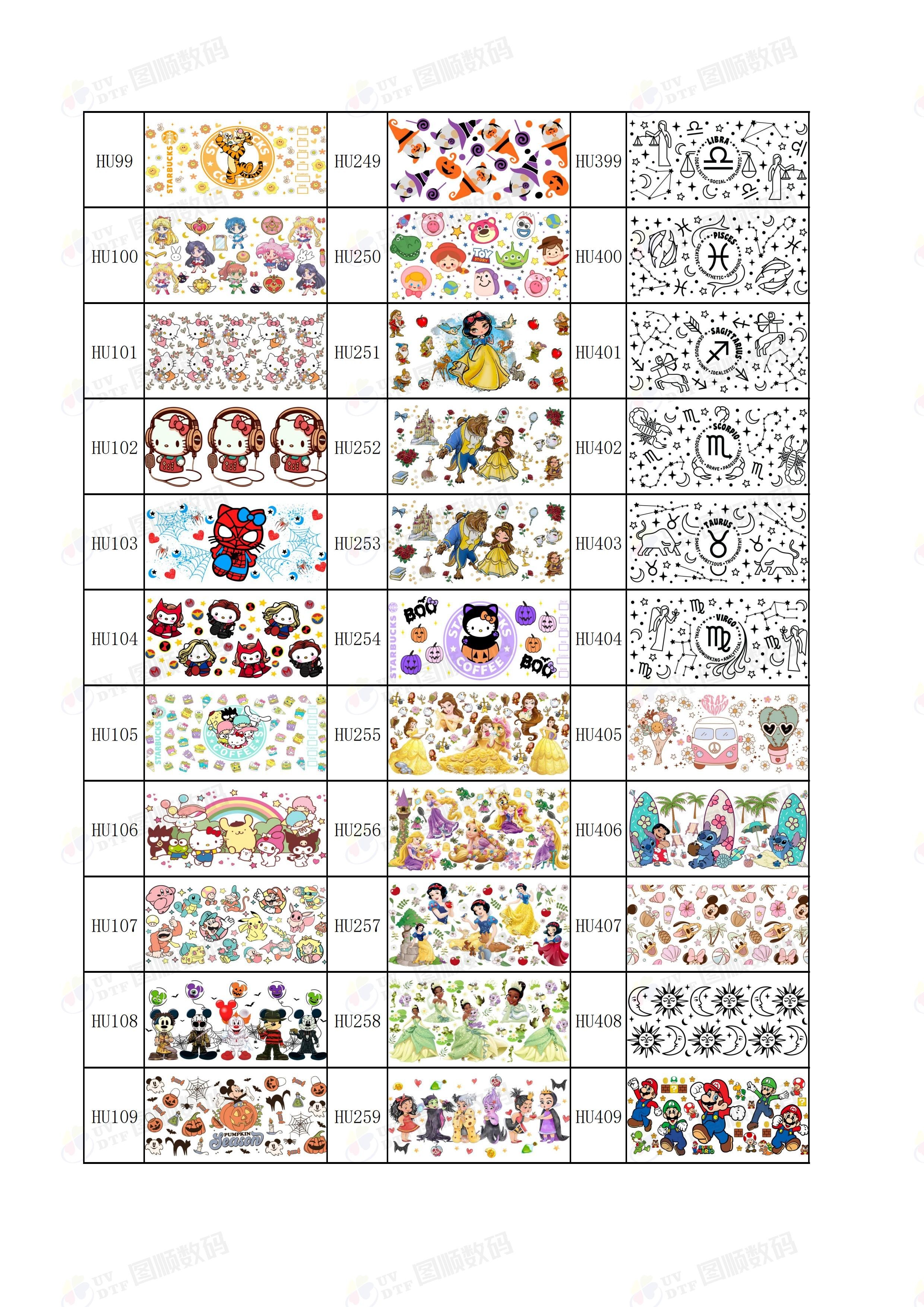 Removable Decal UV DTF Cup Wrap Transfers Fade Resistant Waterproof