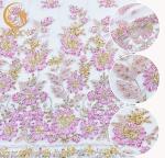 Latest Sequin Lace Fabric Embroidery French Beaded 135cm Width For Party
