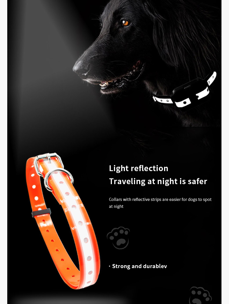All-Season Reflective Dog Collar Hundehalsband No Pull Adjustable TPU Hardware Buckle Solid Pattern