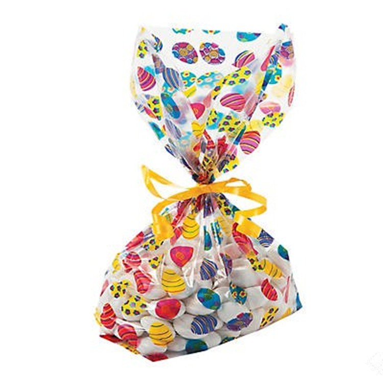 Happy Easter Disposable Plastic Candy Cello Bag Clear Packaging Easter Bunny Treat Bag