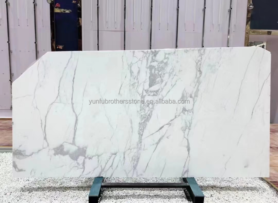 Polished Natural Statuario White Marble Big Slab for Italian Flooring and Wall Tiles