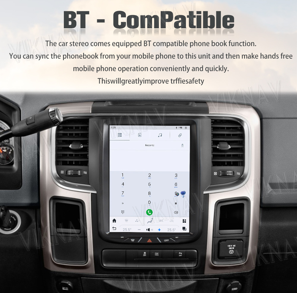 10.5 inch Touch Screen Android 13 Stereo DVD Player For 2013-2019 Dodge Ram Manual AC 8 Core Navigation Car Stereo