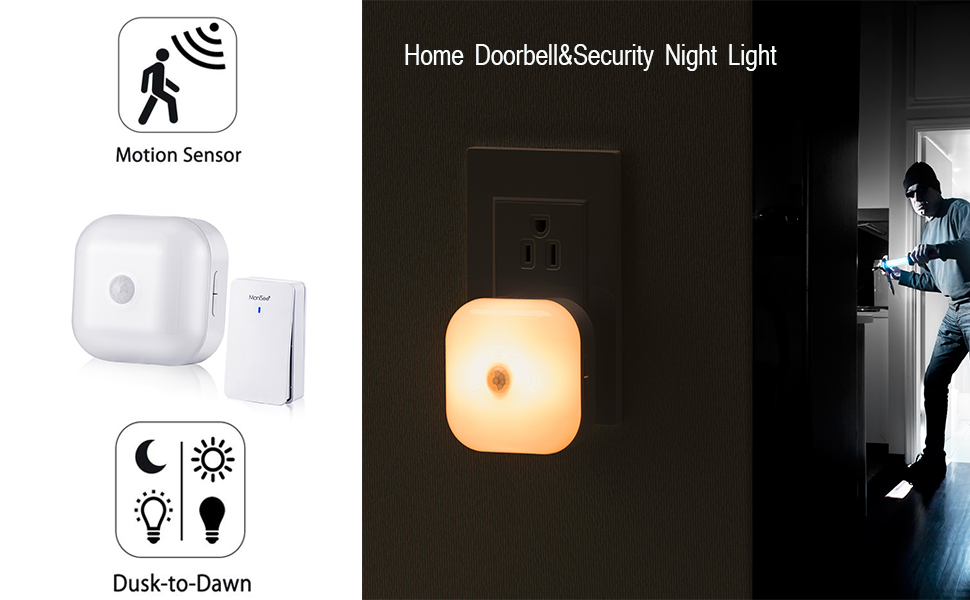 Plug in Door Bell Motion Sensor Night Light Led Night light