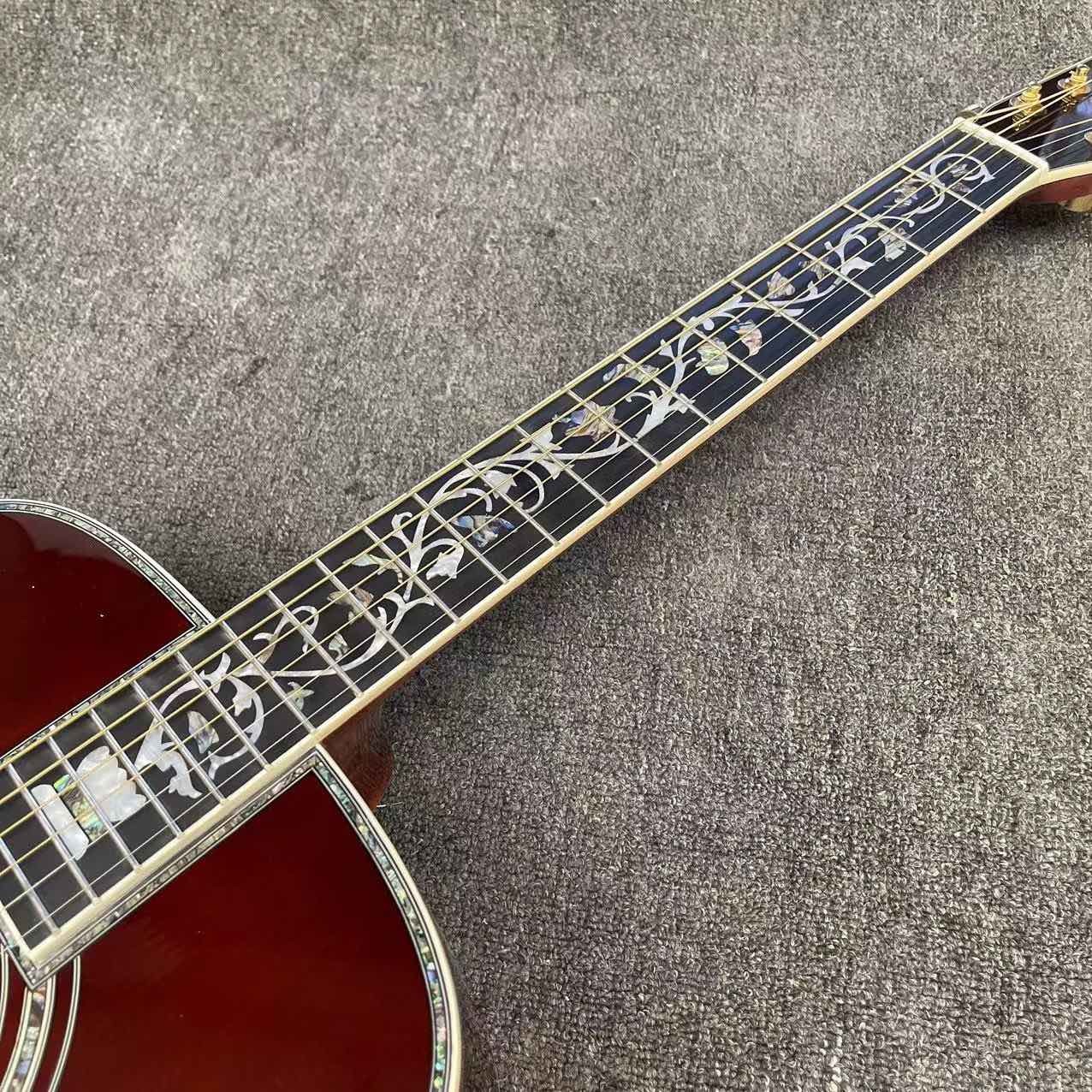 41 Inch D Type Sunburst Solid Spruce Acoustic Guitar Abalone Ebony Fingerboard