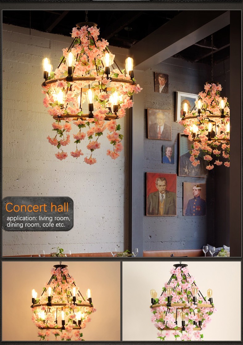 Large leaves chandelier green light fixture in foyer shopping mall bohemian modern loft chandelier(WH-VP-154)