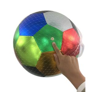 Quality OEM ODM Accepted 25cm Kids Shiny Pvc Inflatable Plush Fabric Covered Toy Soccer Balls wholesale