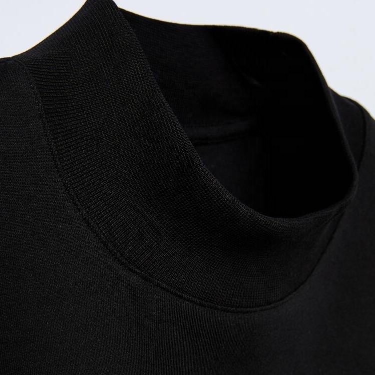 Mens Long Sleeve Mock Neck 100% Cotton Sweater Gray Color Plain Simple Classy