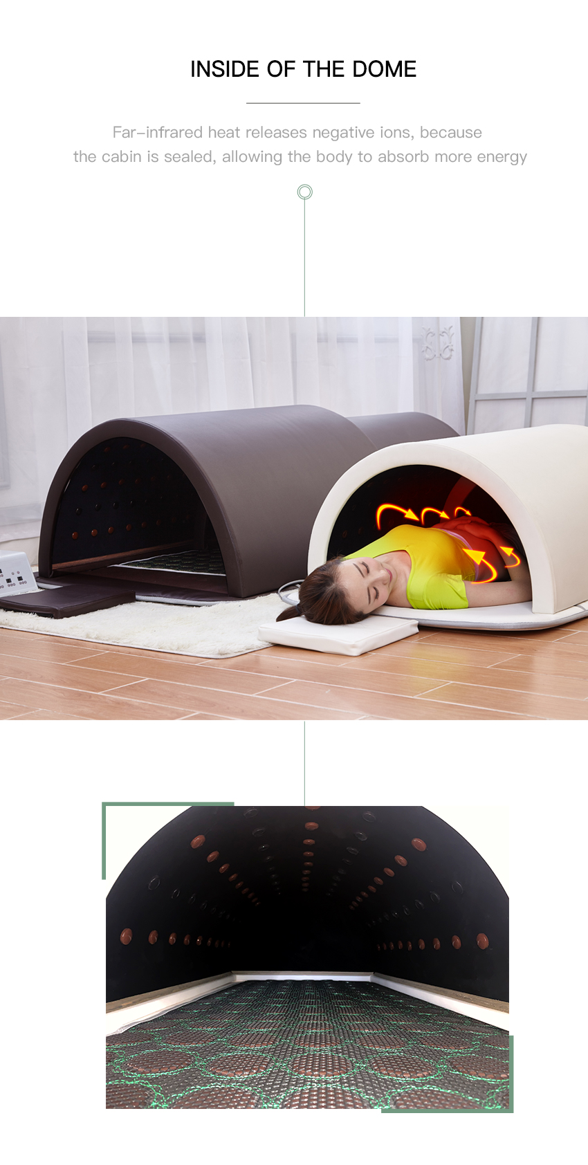 110V-240V Energy Stones Sauna Dome With Three Heating Zone For Blood Circulation