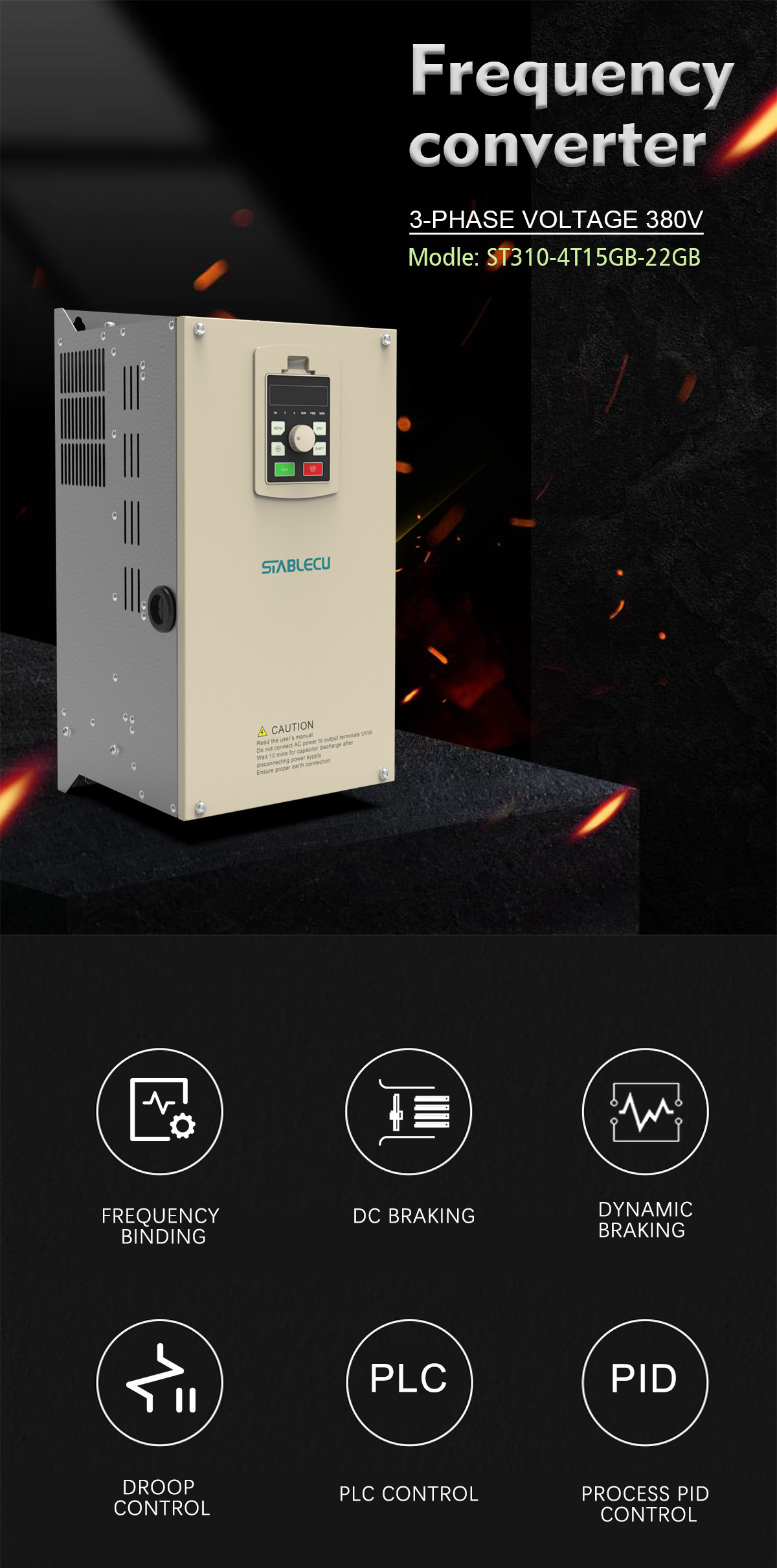 Three Phase Frequency Inverter AC Speed Control VFD 15KW 18.5KW