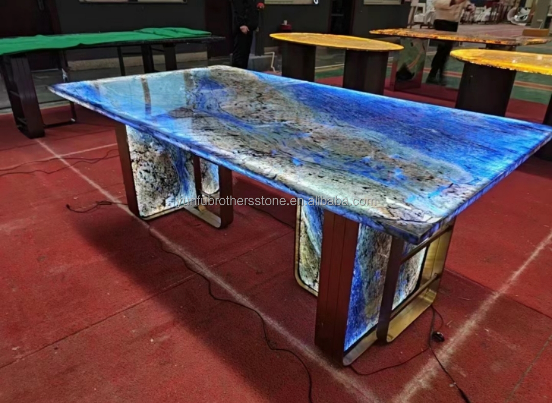 Modern Luxury Brazil Hotel Kitchen Countertop Dark Blue Sapphire Marble Stone Big Slab