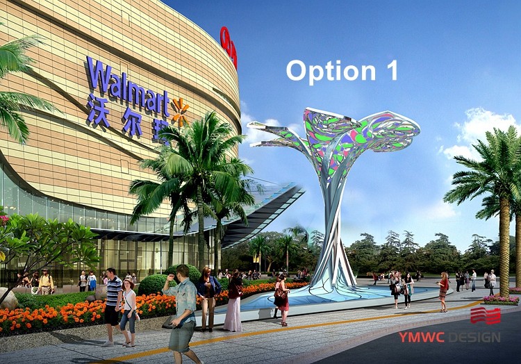 Customized Modern Style Metallic Luster Supports Outdoor Landscape Sculpture for Mall