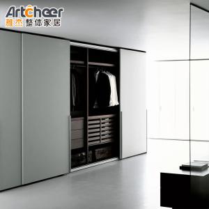 Quality Bedroom Furniture Modern White Clothes Wardrobe with Storage Wall Design Slide Door wholesale
