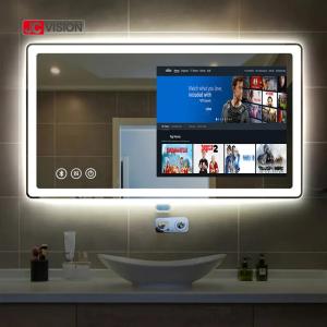 Quality JCVISION Hotel Home Touch Screen Mirror TV Android LED Smart Bathroom Mirror IP65 wholesale