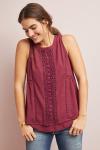 Women Red Sleeveless Top with Back zip