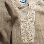 Cotton Linen Women'S Three Quarter Sleeve Blouses