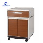 Movable Medical Room Furniture ABS Plastic Steel Hospital Storage Bedside Table