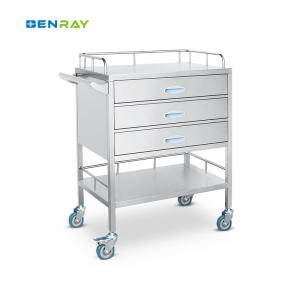 Quality Hospital 3 Drawers Stainless Steel Medical Medicine Trolley wholesale