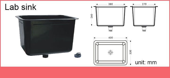 Commercial Furniture Lab PP Sink 440 X 340 X 346 Mm Size Long Life Span