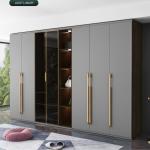 192mm Wardrobe Aluminum Long Handles Black Gold Decoration For Closet