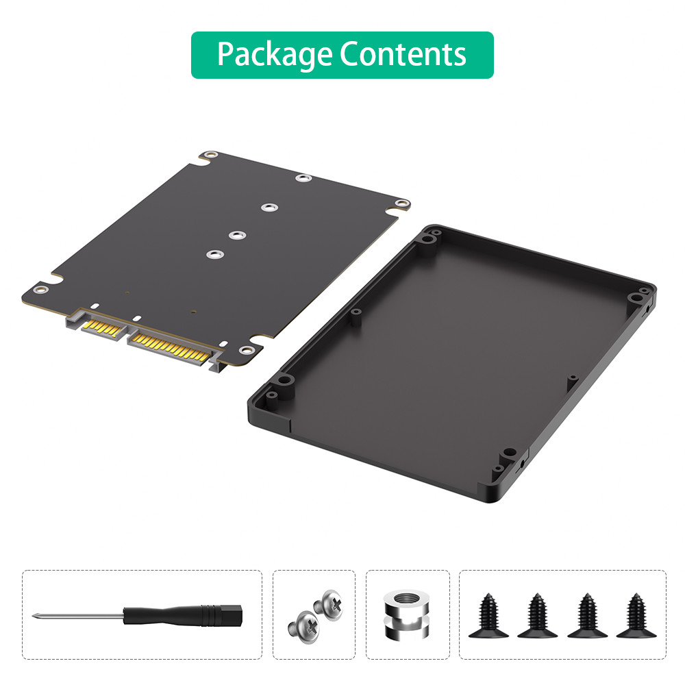 M.2 SSD to 2.5 SATA Enclosure, B & M Key SATA SSD Converter to 2.5 Inch SATA 3.0 Card with 7mm Plastic Case