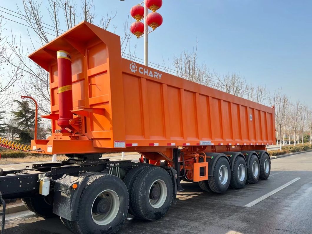 Durable Steel 4 Axles Rear Dump Semi-Trailer with Wabco Brake System