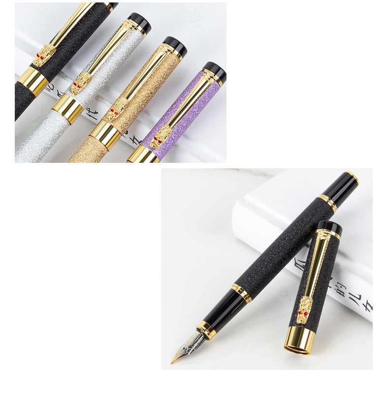 2022 Business Gift Metal Frosted Pole Pen 0.5 Iridium Ink Bag Pen for Writing Design