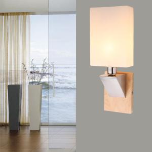 Quality 100-240v Korean style wood lighting fixture natural wood Satin nickel finish wall lamp wholesale