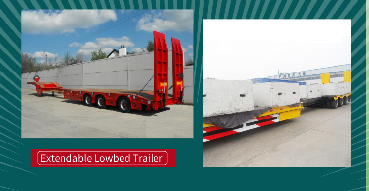 Manufacture AoTong Ramp Extendable Lowbed Semi Truck Trailer with Heavy Duty I Beam