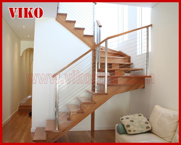 Steel Cable Stair VK77SC Carbon Steel Powder-coate Aluminum Baluster Treed Beech