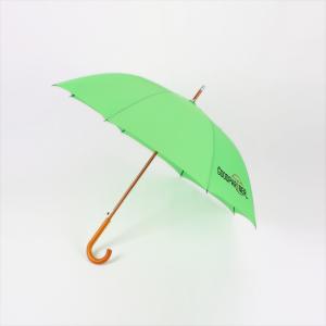 Quality Green Windproof Curved Handle Umbrella With Wooden Hook Fiberglass Frame wholesale