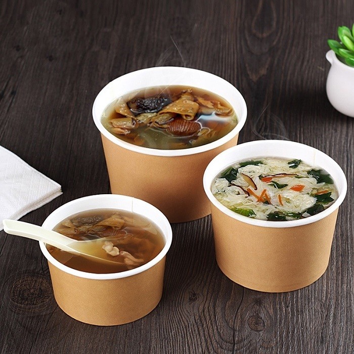 Disposable PLA Coated Degradable 44oz Disposable Paper Soup Bowls