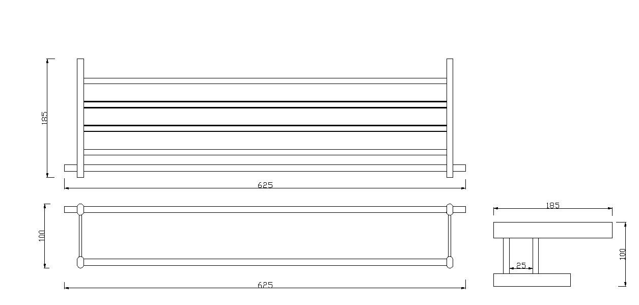 Nicke SN003-04 Bathroom Towel Shelves With Double Towel Bars SUS304 Brushed