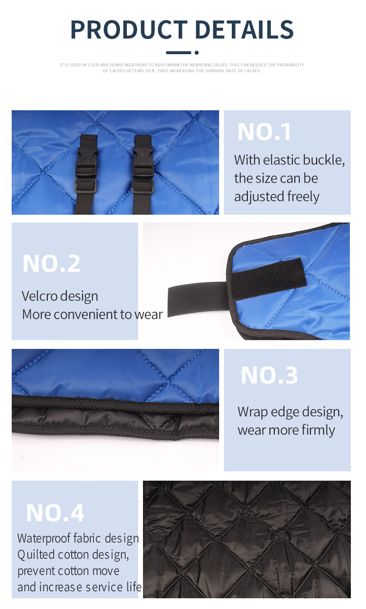 Blue Calf Coat with Snap Fixing Closure for Winter Warmth
