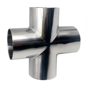 Quality Cross Sanitary Butt Weld Fittings Stainless Steel 15 Bar Pressure wholesale