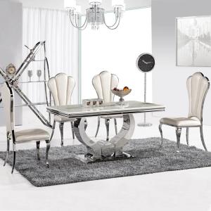 Quality Stainless Steel Frame Heavy Metal Base Dining Table 115KGS OEM L200xW100xH75cm wholesale