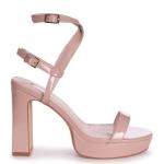 Two Mix Colors 8cm Platform Heel Shoes Handmade Ladies Fancy Heel Sandal