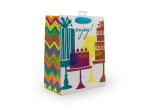 Sandblasting Present Paper Bag Twinkling Star Lamination Ribbon Handle
