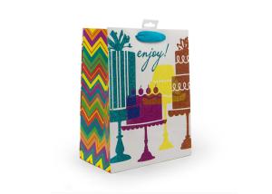 Quality Sandblasting Present Paper Bag Twinkling Star Lamination Ribbon Handle wholesale