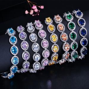 Quality Luxury Bridal Bracelet Bangle Wedding Gift Big Cubic Zircon Vintage Baguette Bracelet Bangle Gold Color Jewelry wholesale