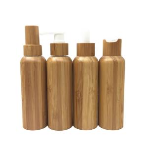 Quality Empty Lotion Pump Bamboo Cosmetic Containers Lotion Bottles Inner Plastic 120ml wholesale