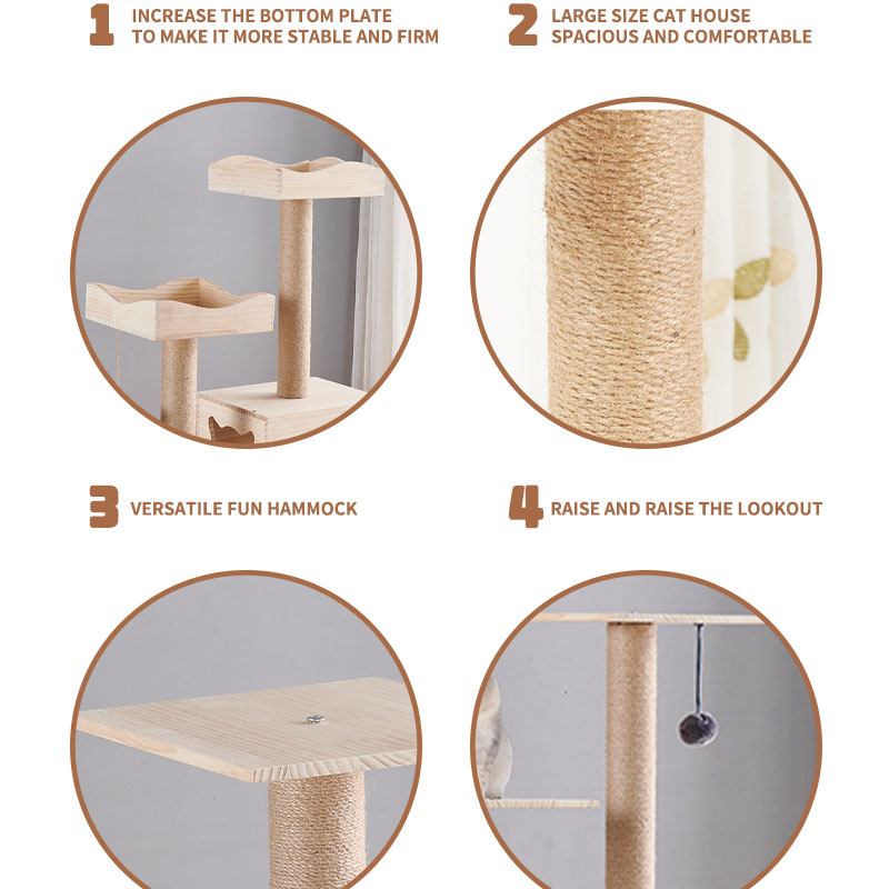 Advantageous Multifunctional Wooden Cat Climbing Tree with Customizable Design and Scratching Post Tower Platform