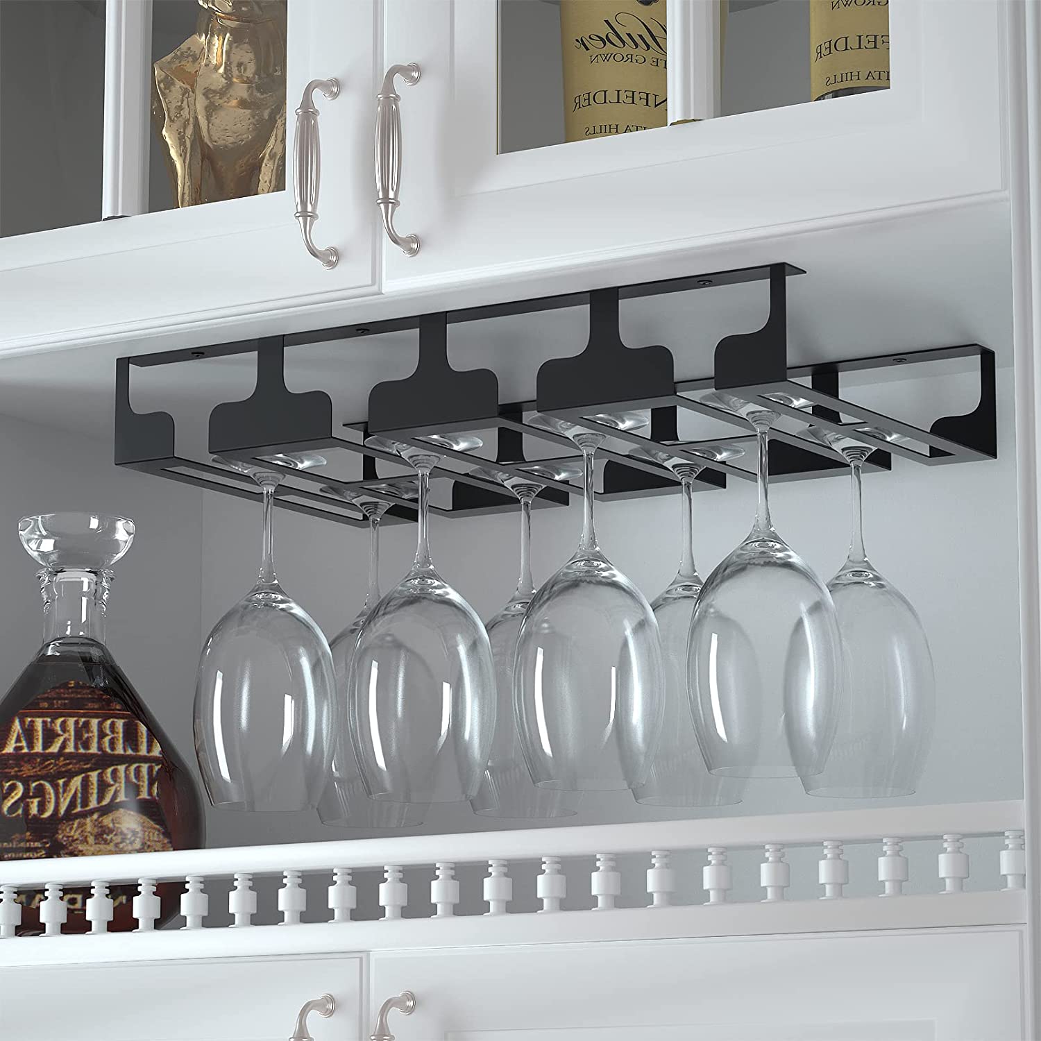 Efficiently Store Your Wine Glasses with Under Shelf Cabinet Steel 16.5 Inch Rack