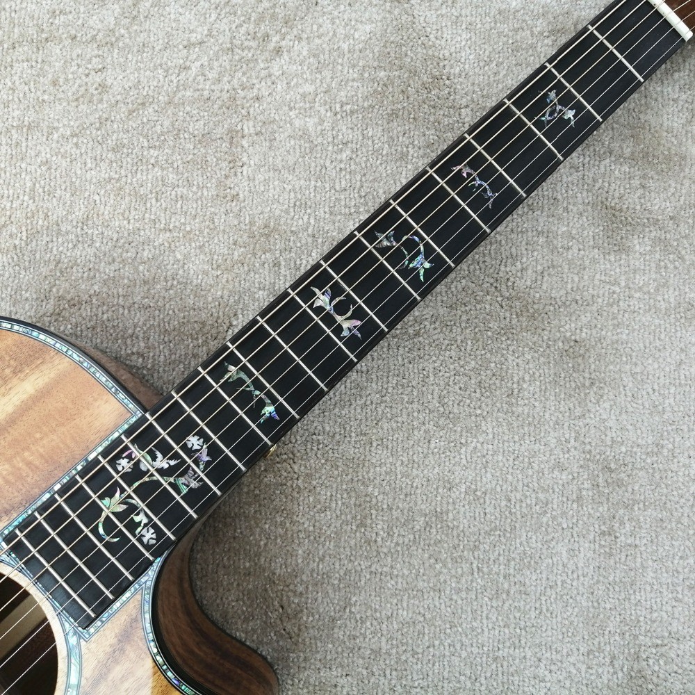 2019 Real Photos, acoustic guitar,Real Abalone Inlay,Solid Koa wood Cutaway electric guitar, Free shipping