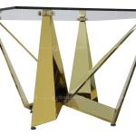 100kg Square Glass Top Dining Table 150cm Stainless Steel Frame