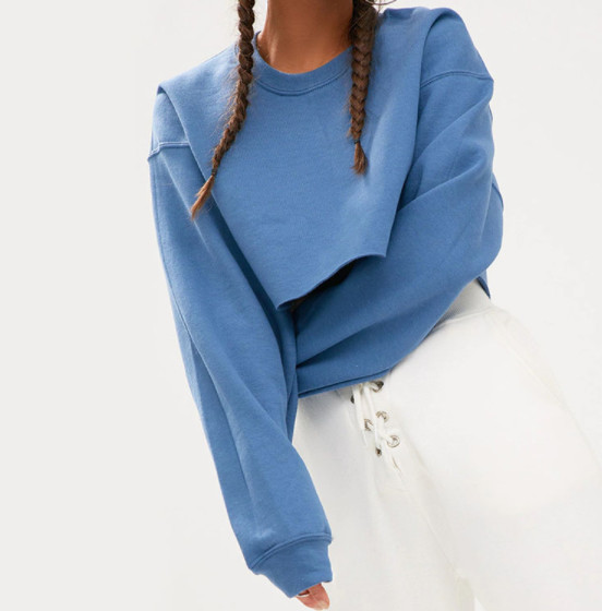 Knitted fabric Women Crop Top Sweatshirt