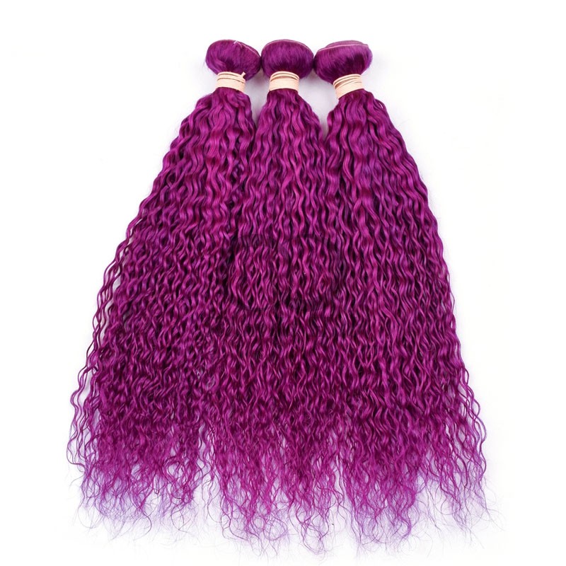 Purple Kinky Curly Remy Human Hair Bundles Sew In Weave Bundles Brazilian Bundle Deals